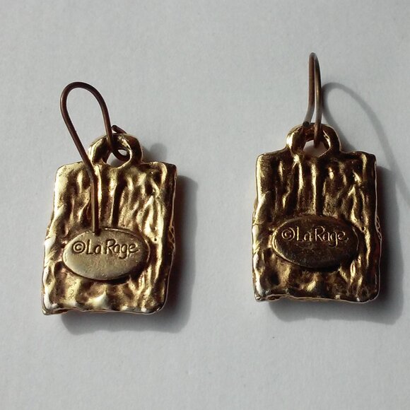 La Rage Pierced Earrings Gold Reads: SEEDS And Picture Of A Tomato On The Front - Picture 4 of 4